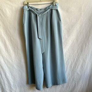 Due per Due light blue wide leg high rise silk pants, size 12